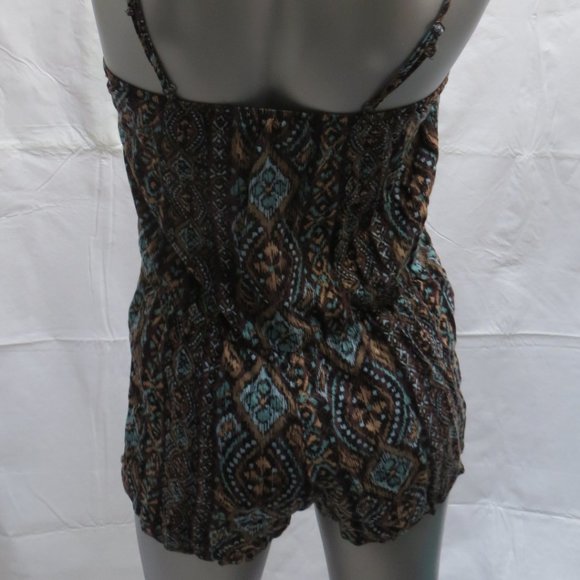 Xxi Brown Mosaic Shorts Romper - Picture 7 of 8